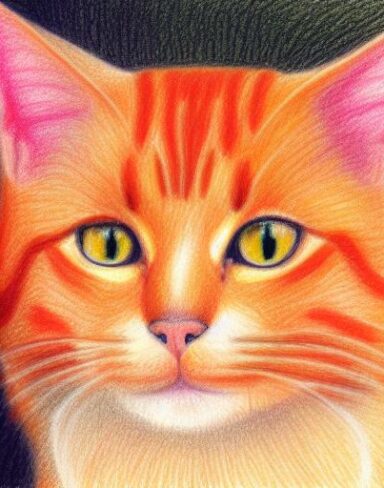 Drawing of a cat by crayon