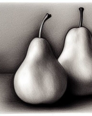 Drawing of a pear and an apple