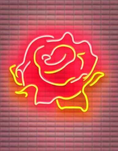 Flower neon sign on a wall