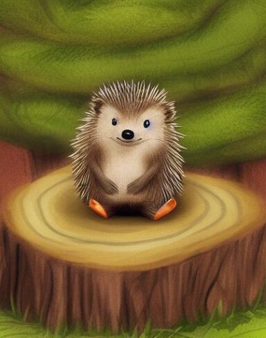 Hedge sitting on a stump