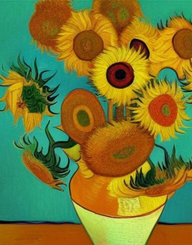 Painting of different sunflowers