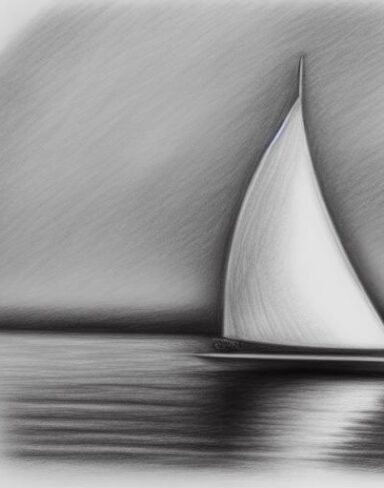 Pencil drawing of a sailboat in the water