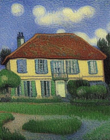 Post-impressionism painting of the house in the garden