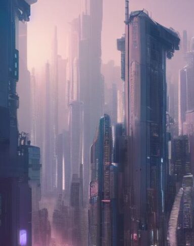 The digital city filled with lots of buildings and citizens