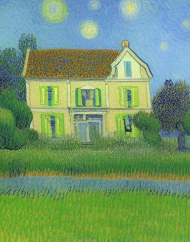 The painting of the house in the garden