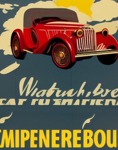 Vintage poster advertising a vintage car