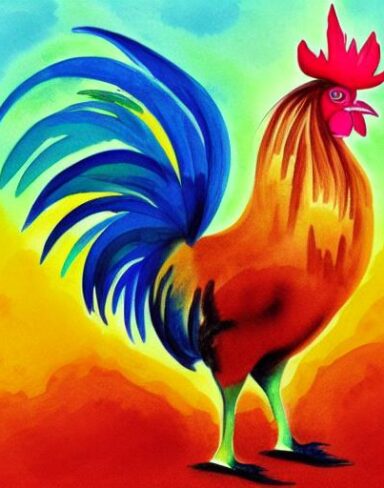 Watercolor painting of a rooster by Olga Boznańska