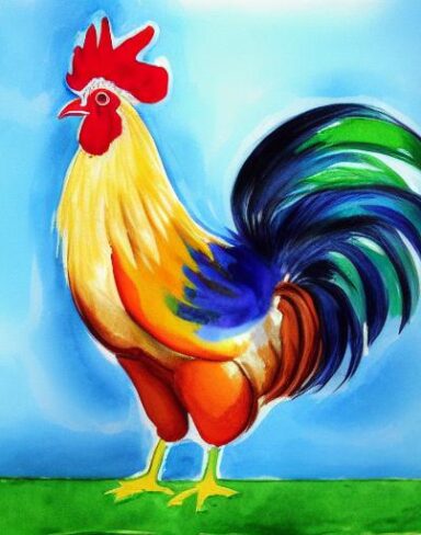 Watercolor painting of a rooster by Olga Boznańska