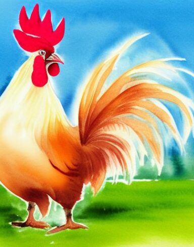 Watercolor painting of a rooster by Olga Boznańska