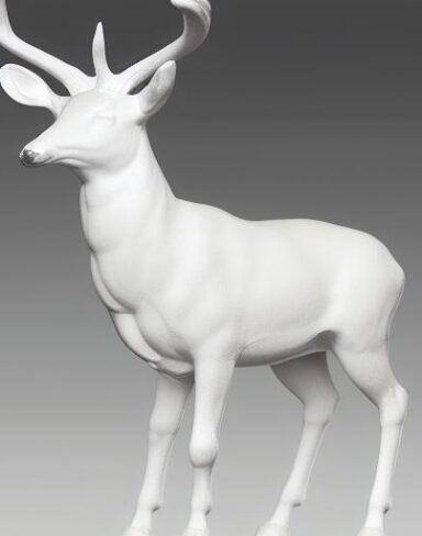 White color statue of a deer