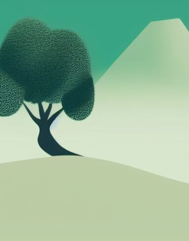A beautiful mountain scene with tree