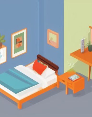 A bedroom with a bed and desk in it