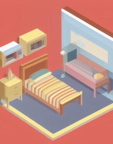 A bedroom with a bed and desk in it