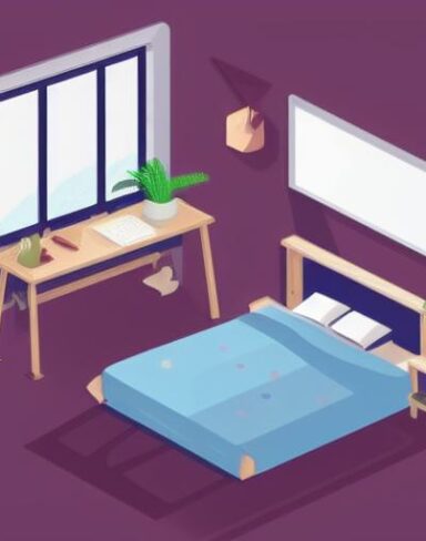 A bedroom with a bed and desk in it