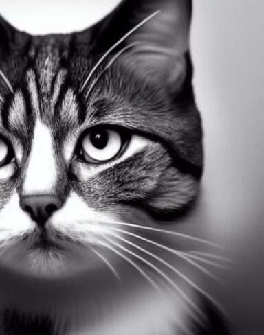 A black and white drawing of a American wirehair cat portrait