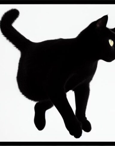A black cat on a white background