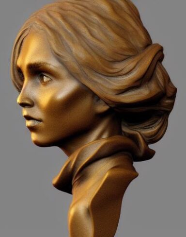 A bronze bust of young lady