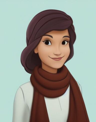 A brown hair person with a scarf around her neck