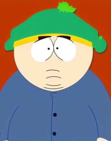 A cartoon character south park of animated film