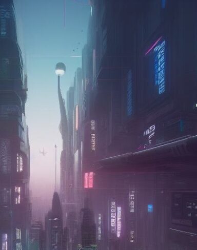 A city filled with lots of buildings and space car