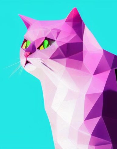 A close up of a cat on a pink background
