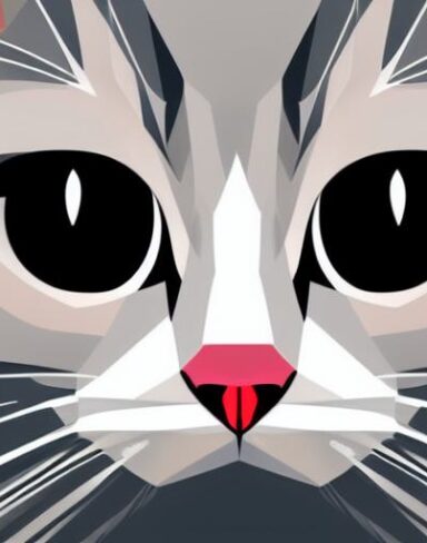 A close up of a cat’s face on a white background