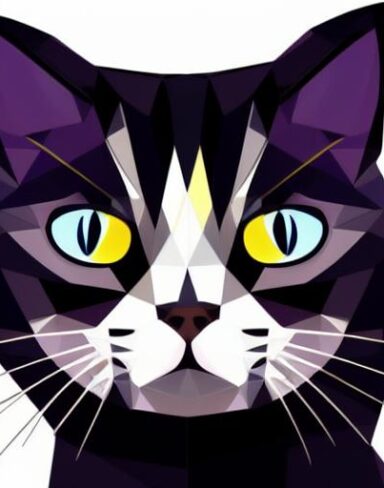 A close up of a cat’s face on a white background