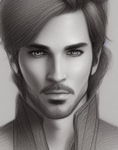 A close up of a drawing of a nice looking man