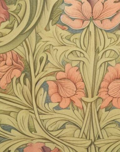 A close up of a pattern of flowers