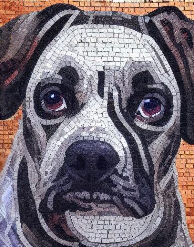 A close up of dog mosaic