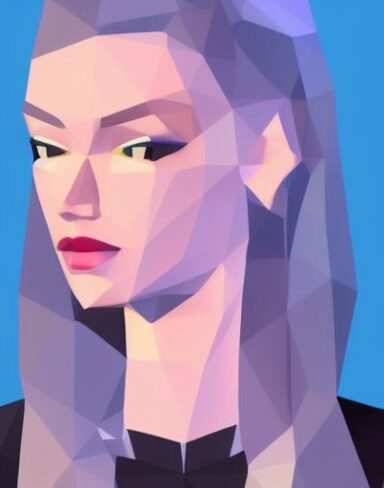 A digital painting of a woman with blue eyes