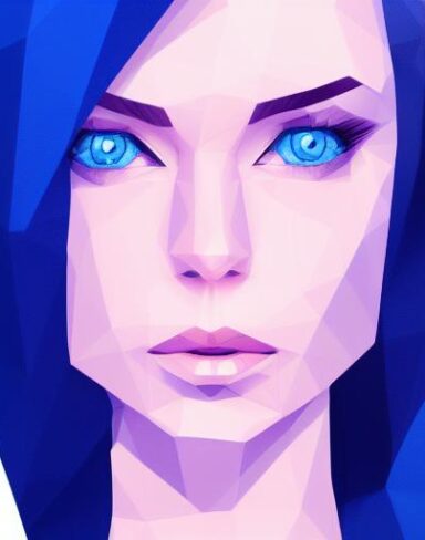 A digital painting of a woman with blue eyes