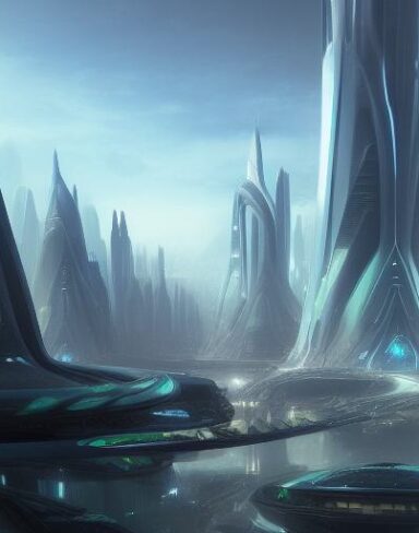 A futuristic city environment