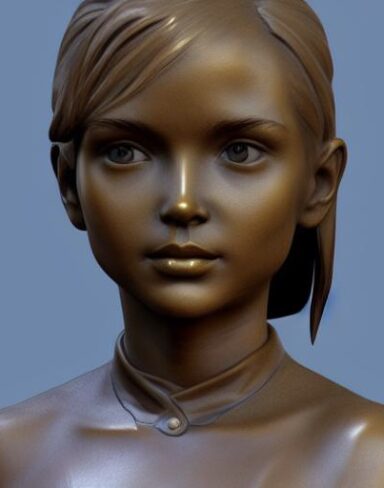 A girl bronze bust sculpture
