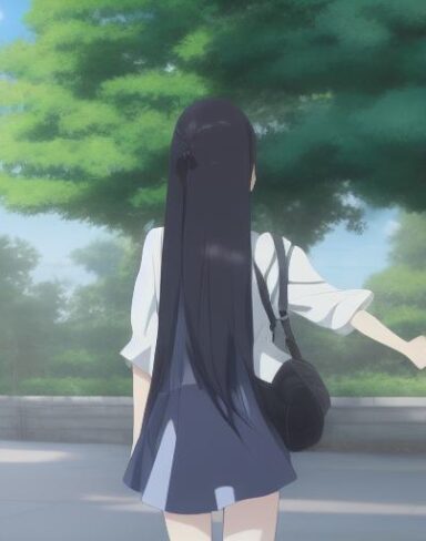 A girl with beautiful face standing in front of a school