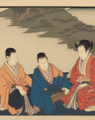 A group of people sitting next to river
