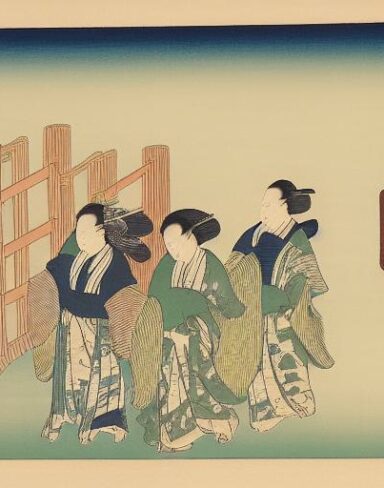 A group of people walking near the sea