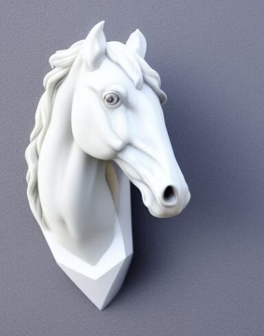 A horse head sculpture in white color