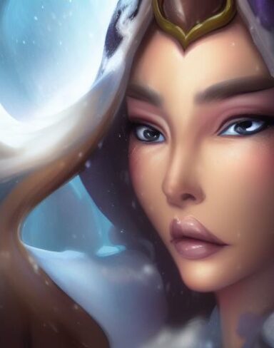 A lady close up that is playing in the snow