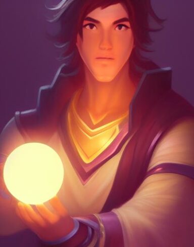 A man holding a glowing ball in his hand