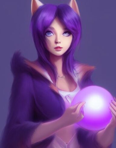 A man in a purple outfit holding a glowing ball