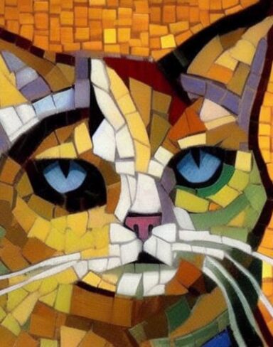 A mosaic of one cat