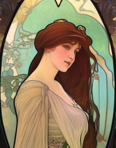 A painting of a woman with long hairs