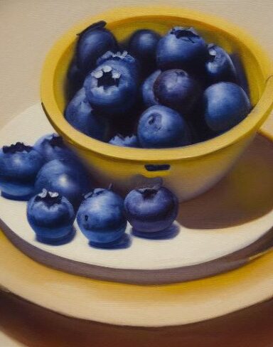 A painting of blueberries