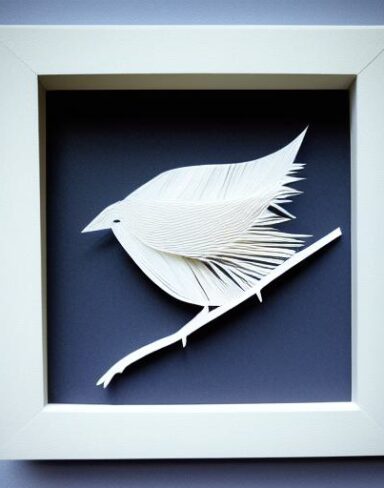 A paper cut of a bird and leaves