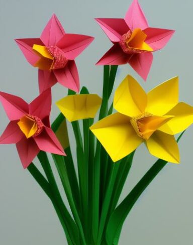 A paper daffodils in a pot