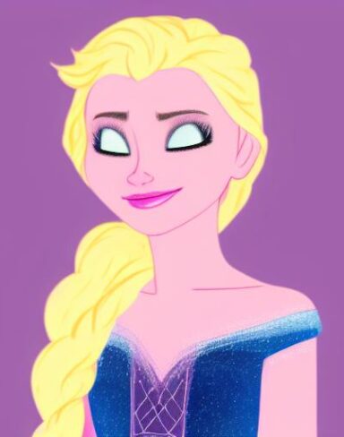 A person with pink hair and a yellow dress