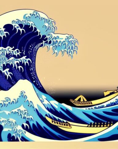 A picture of a big wave in the ocean