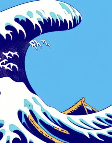 A picture of a big wave in the ocean
