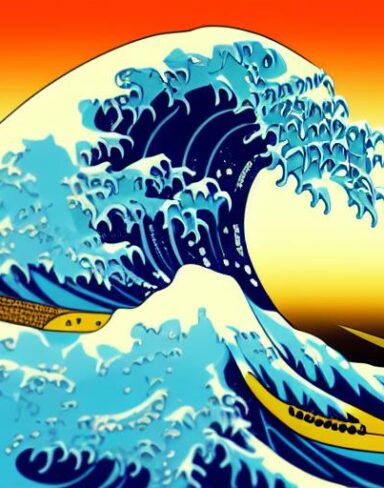 A picture of a big wave in the ocean